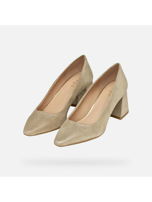 Geox Pantofi crem cu toc pentru femei Geox Giselda