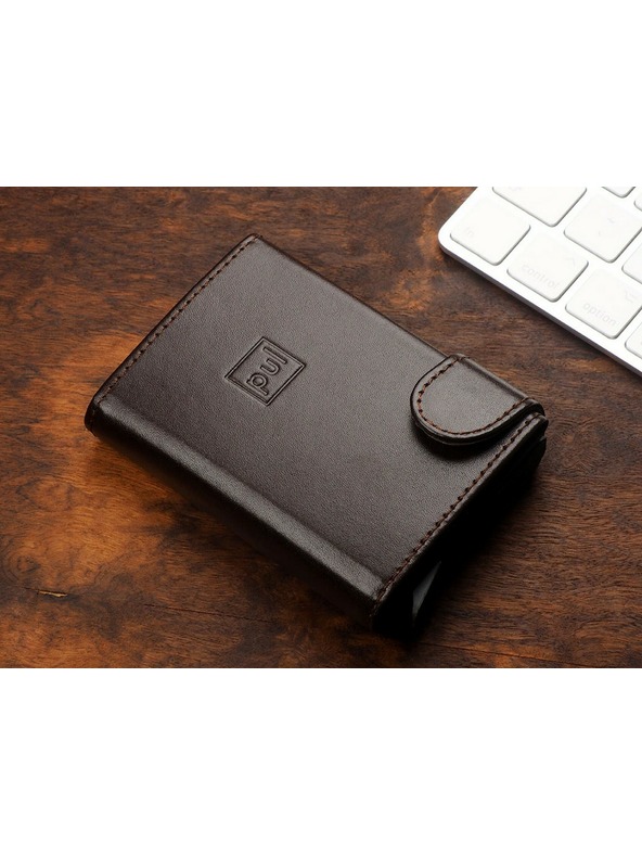 Pularys Portofel din piele pentru bărbați Pularys Solo maro