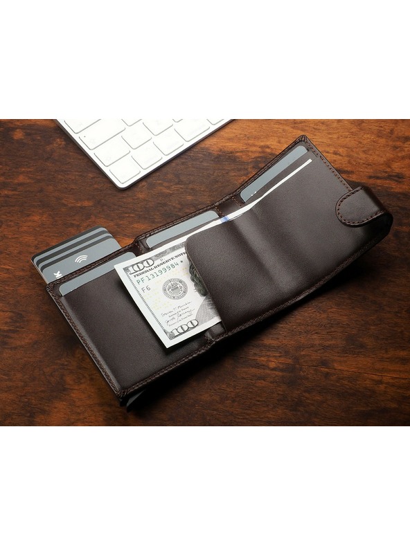 Pularys Portofel din piele pentru bărbați Pularys Solo maro