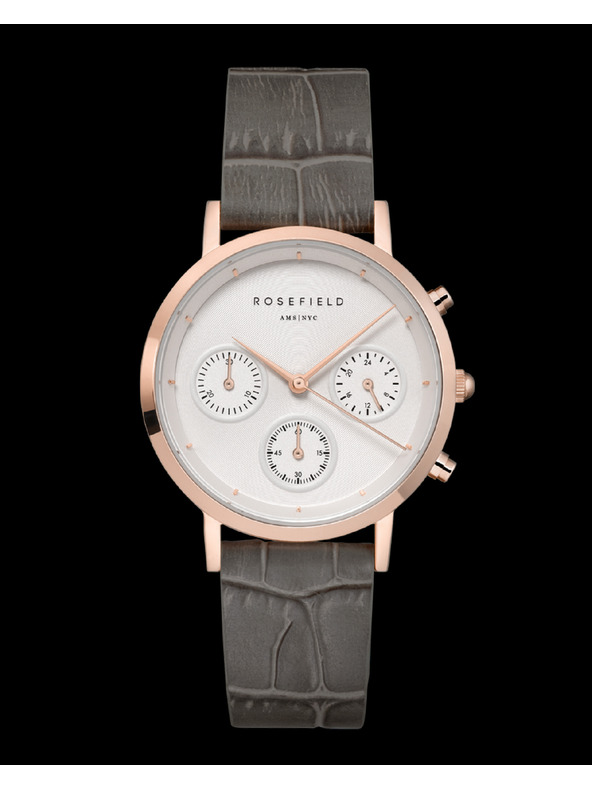 Rosefield Ceasuri Rosefield NCGRG-N95 The Gabby White Sunray Croco Grey Rose Gold