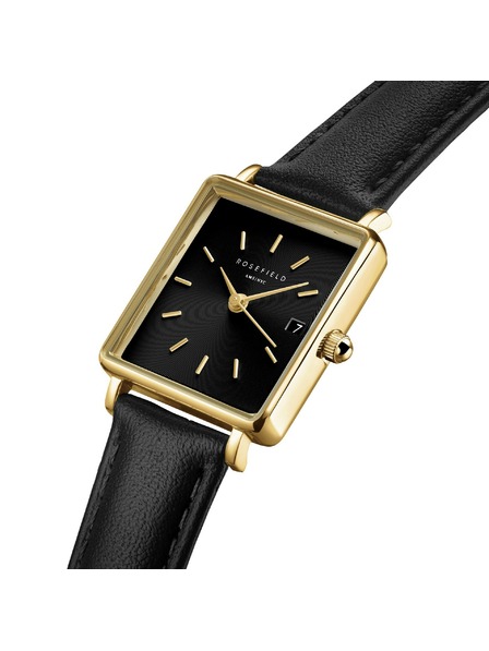 Rosefield Ceas pentru femei Rosefield Boxy XS Black Leather QBBLG-Q53