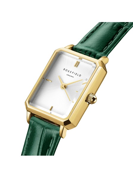 Rosefield Ceas pentru femei Rosefield Octagon XS Emerald Leather OWGLG-O86