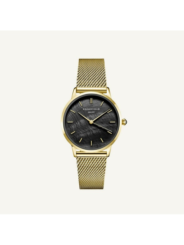 Rosefield Ceas de damă Rosefield Pearl Edit Plasă Neagră Aurie RBGMG-R07