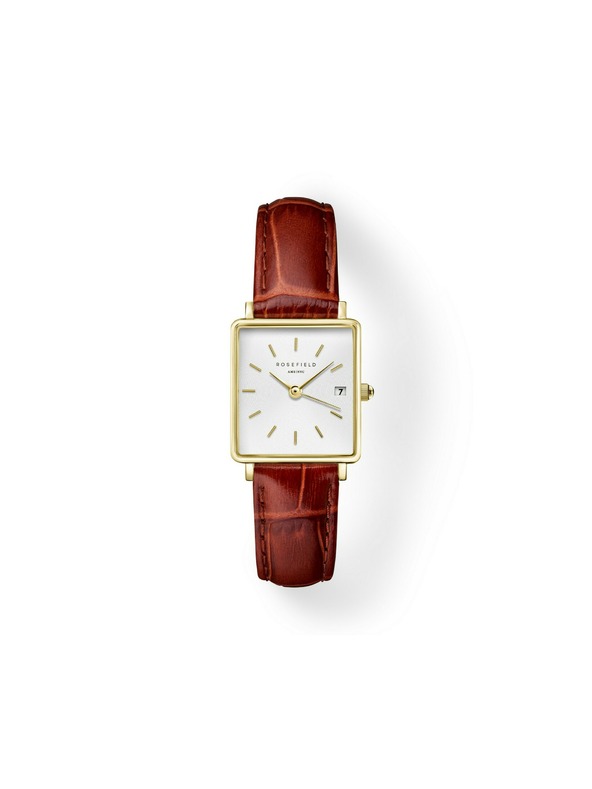Rosefield Ceas de damă Rosefield Boxy XS Maro Piele QWBLG-Q55