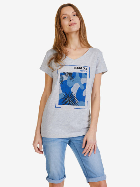 Sam 73 Tricou gri de damă cu imprimeu SAM 73 Ilda