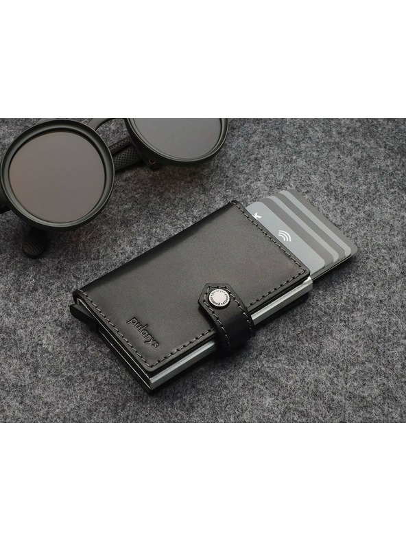 Pularys Portofel din piele pentru bărbați Pularys Easy Wallet negru