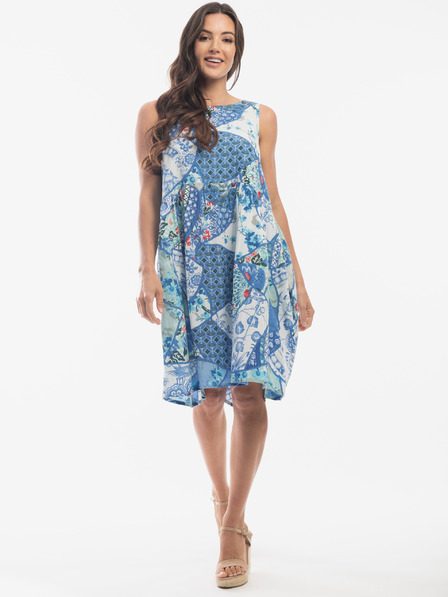 Orientique Rochie Orientique albastru deschis cu model din in, pentru femei