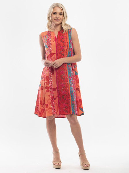 Orientique Rochie cu model Orientique roșie și portocalie pentru femei