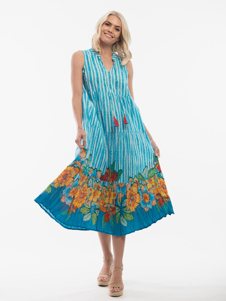 Orientique Rochie reversibilă cu model Orientique albă și albastru deschis, pentru femei