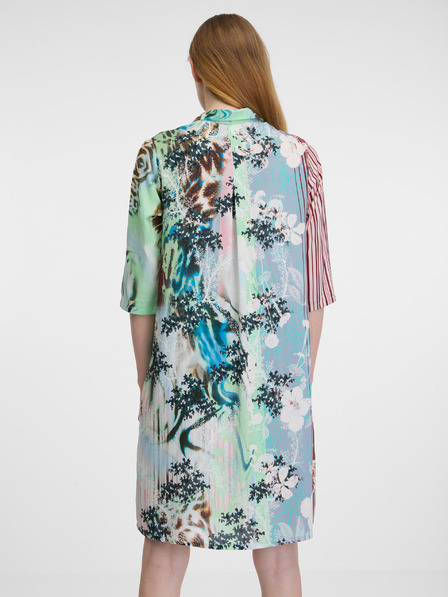 Orientique Rochie cămașă cu model Orientique maro-verde pentru femei