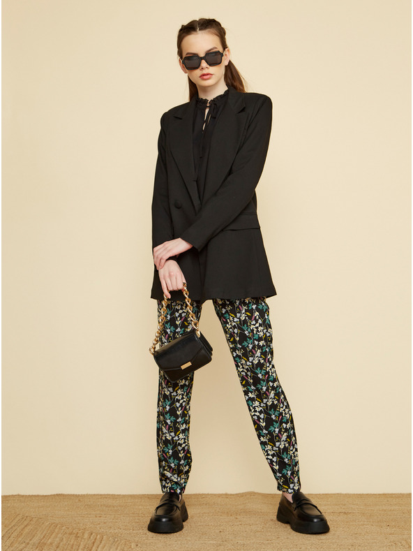 ZOOT.lab Pantaloni negri înflorate pentru femei ZOOT.lab Rosalyn