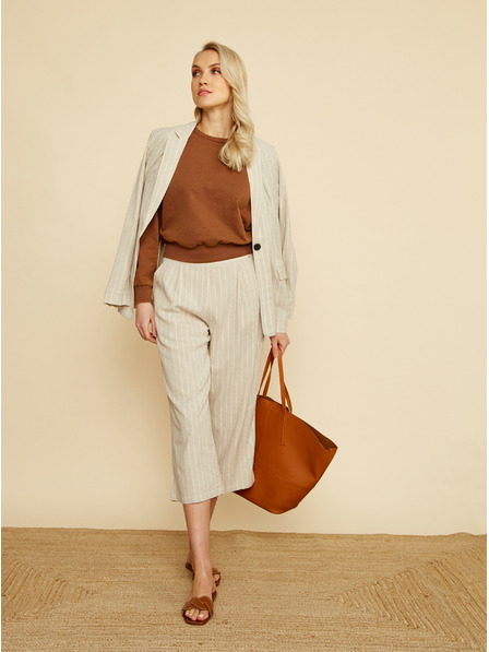 ZOOT.lab Pantaloni culottes bej cu dungi ZOOT.lab Anika