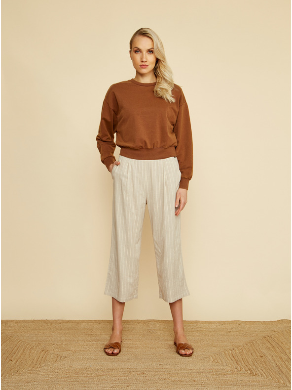 ZOOT.lab Pantaloni culottes bej cu dungi ZOOT.lab Anika