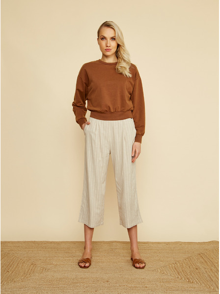 ZOOT.lab Pantaloni culottes bej cu dungi ZOOT.lab Anika