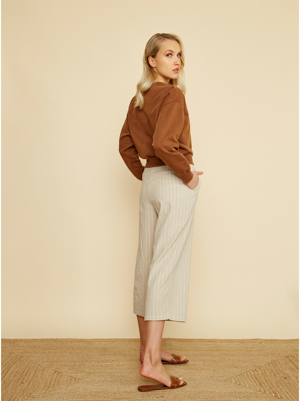 ZOOT.lab Pantaloni culottes bej cu dungi ZOOT.lab Anika