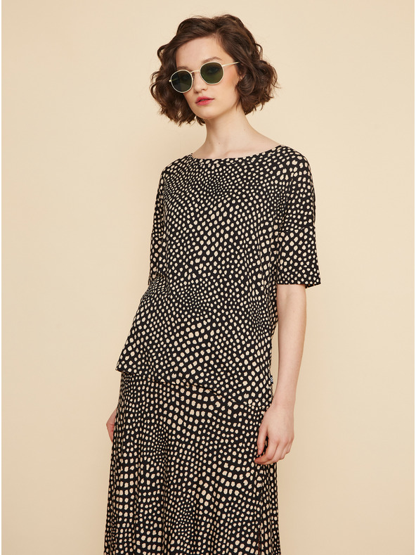 ZOOT.lab Tricou cu model ZOOT.lab Normandy bej și negru pentru femei