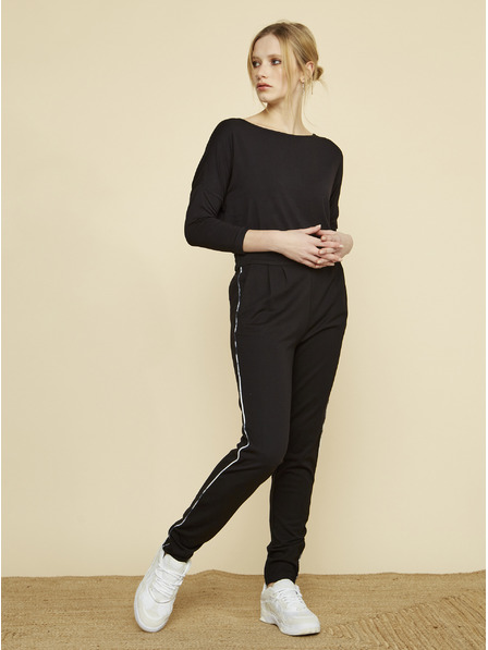 ZOOT.lab Pantaloni negri pentru femei ZOOT Baseline Xenia Stripe