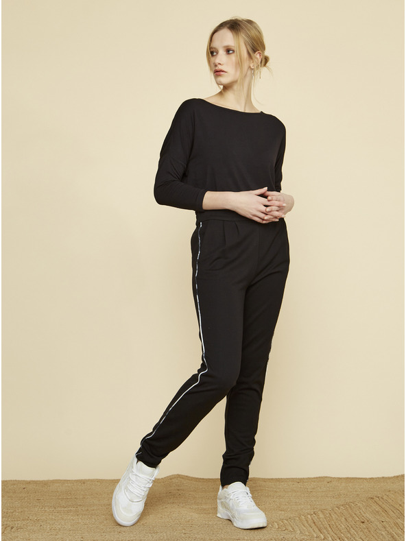 ZOOT.lab Pantaloni negri pentru femei ZOOT Baseline Xenia Stripe