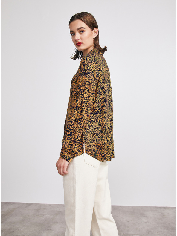 ZOOT.lab Cămașă pierdută pentru femei cu model negru și maro METROOPOLIS by ZOOT.lab Ingrid