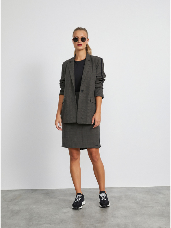 ZOOT.lab Fustă cu maneci în carouri pentru femei gri închis METROOPOLIS Fatima