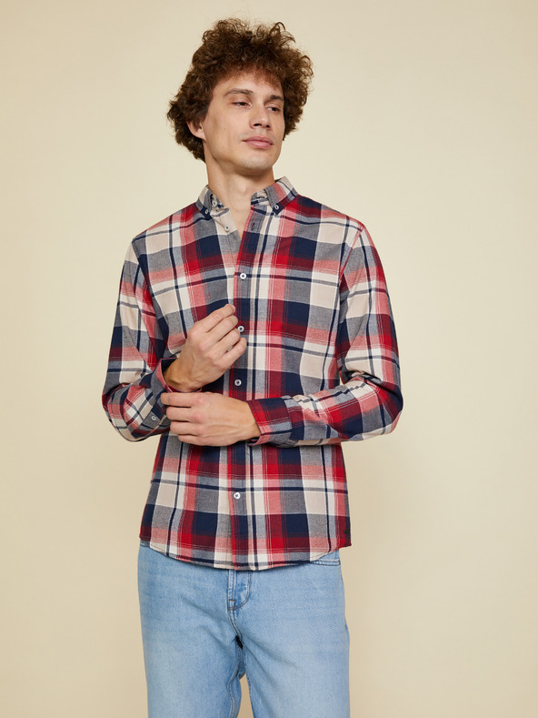 ZOOT.lab Cămașă bărbătească în carouri bej-roșu ZOOT.lab Ota