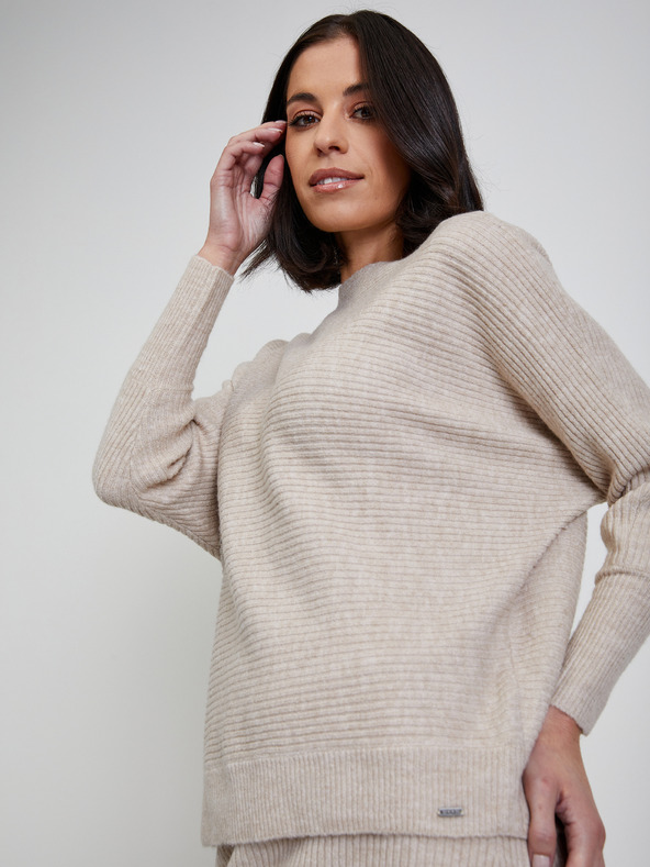 ZOOT.lab Cardigan cu nervuri bej pentru femei ZOOT.lab