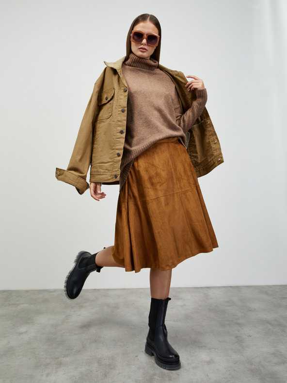 ZOOT.lab Bluză cu guler înalt supradimensionată pentru femei maro ZOOT.lab Nairobi