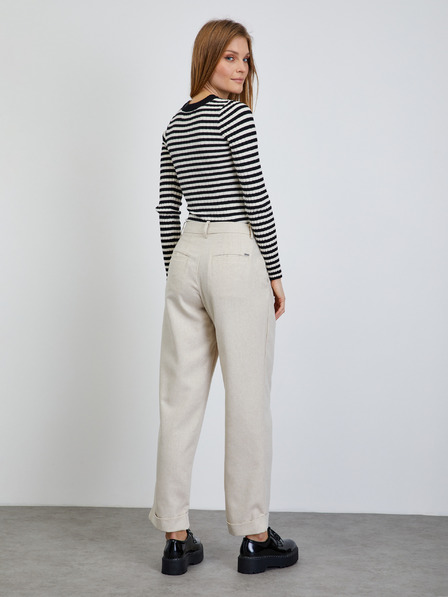 ZOOT.lab Pantaloni dungați crem pentru femei ZOOT.lab Deliza