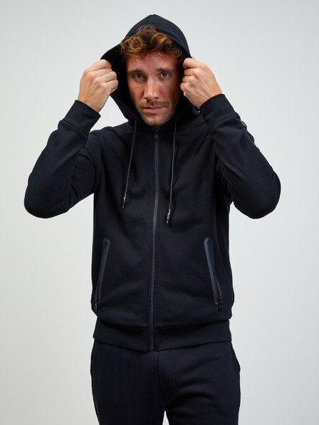 ZOOT.lab Tricou basic negru cu glugă și fermoar pentru bărbați ZOOT.lab Ralph