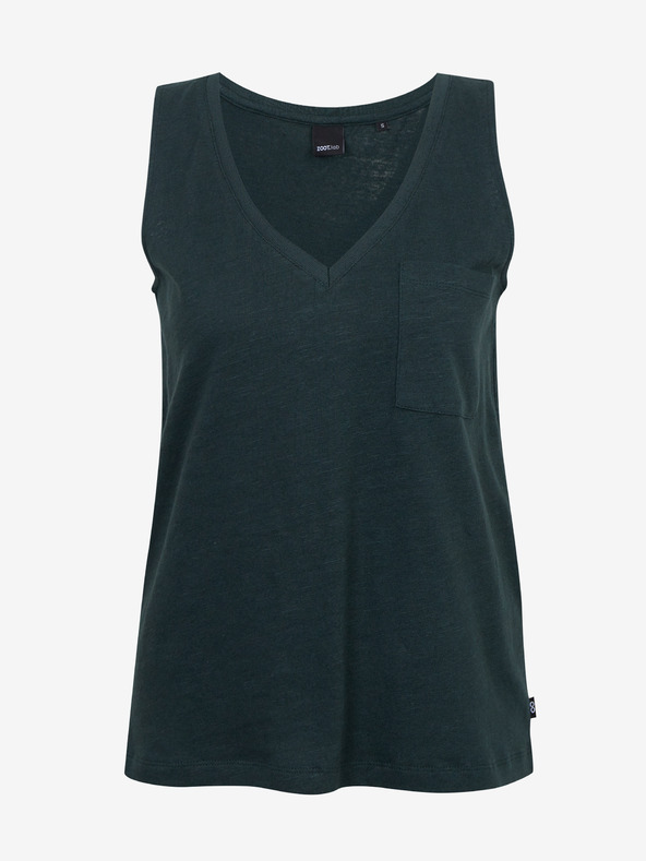 ZOOT.lab Tricou verde închis, din in, pentru femei, cu buzunar ZOOT.lab Josi