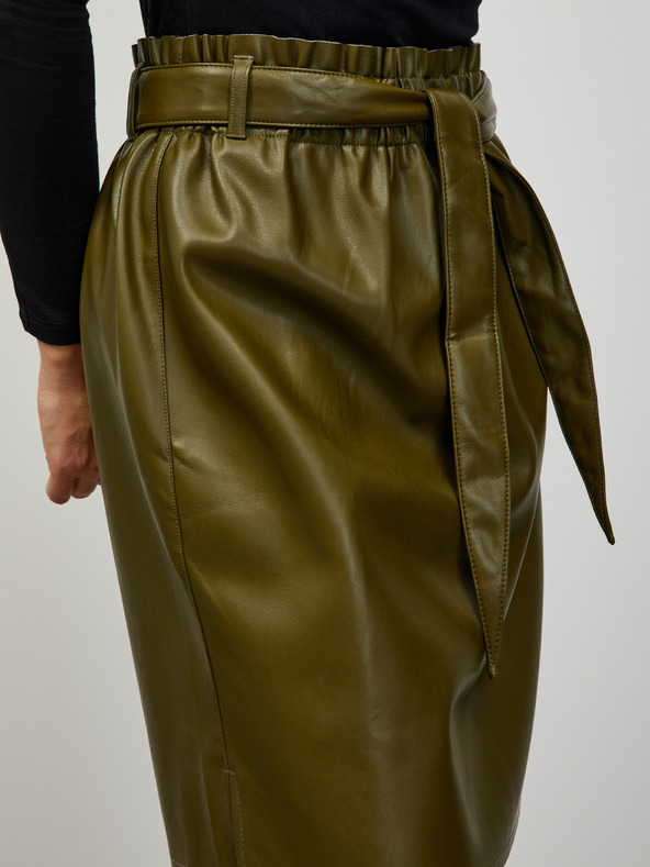 ZOOT.lab Fustă kaki de damă din piele sintetică cu cravată ZOOT.lab Ryoko