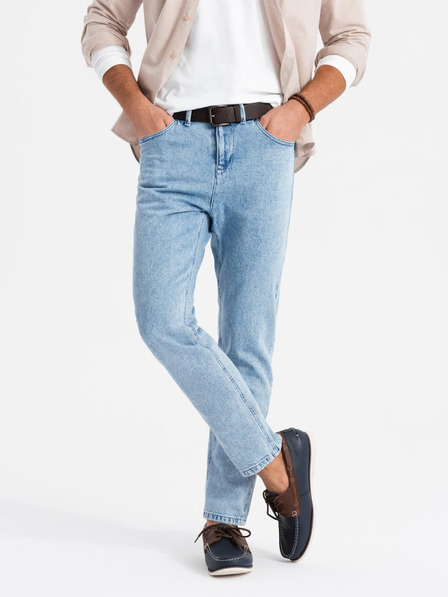 Ombre Clothing Blugi spălați clasici pentru bărbați REGULAR FIT Blue Ombre Clothing