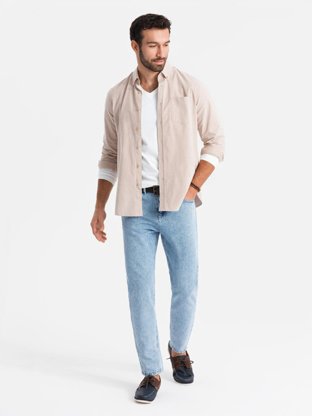 Ombre Clothing Blugi spălați clasici pentru bărbați REGULAR FIT Blue Ombre Clothing