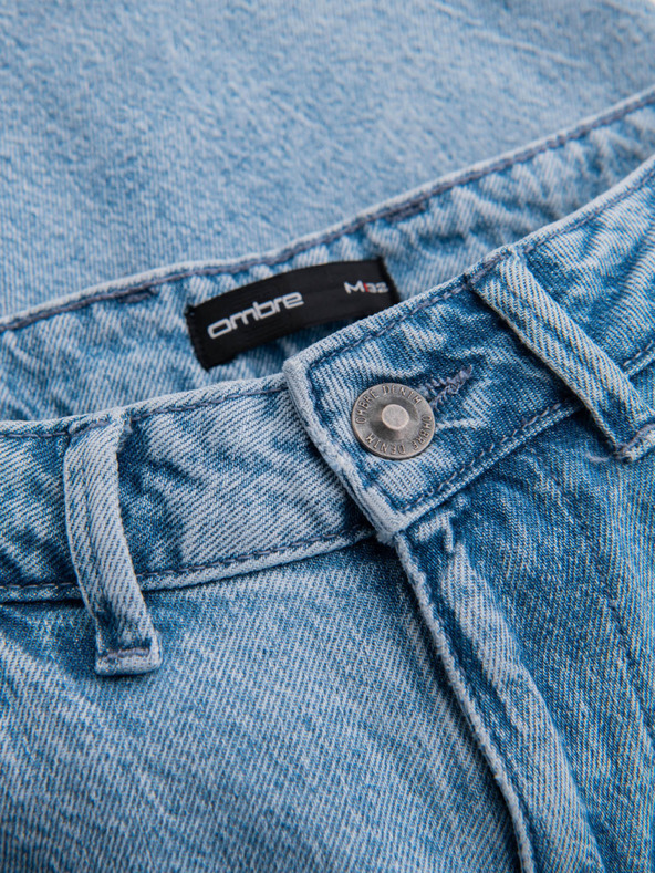 Ombre Clothing Blugi spălați clasici pentru bărbați REGULAR FIT Blue Ombre Clothing