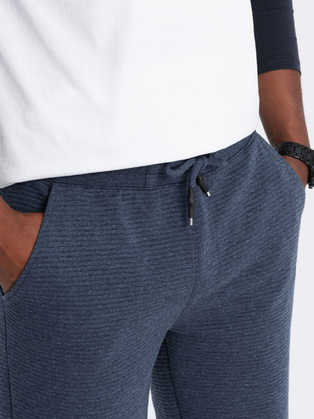 Ombre Clothing Pantaloni de trening tricotați Ottoman pentru bărbați - albastru închis V1 OM-SRSK-0150 Îmbrăcăminte Ombre
