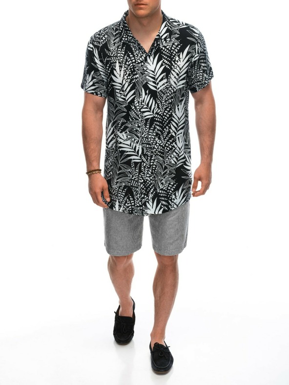 Ombre Clothing Tricou cu mâneci scurte cu model din viscoză pentru bărbați OM-SHPS-0113 Ombre Clothing negru