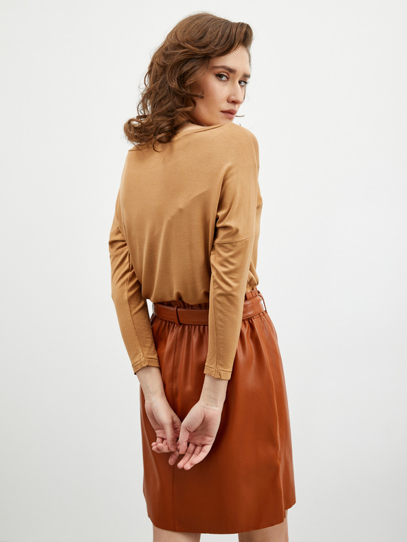 ZOOT.lab Tricou de bază lejer pentru femei bej cu mâneci trei sferturi ZOOT.lab Leticia