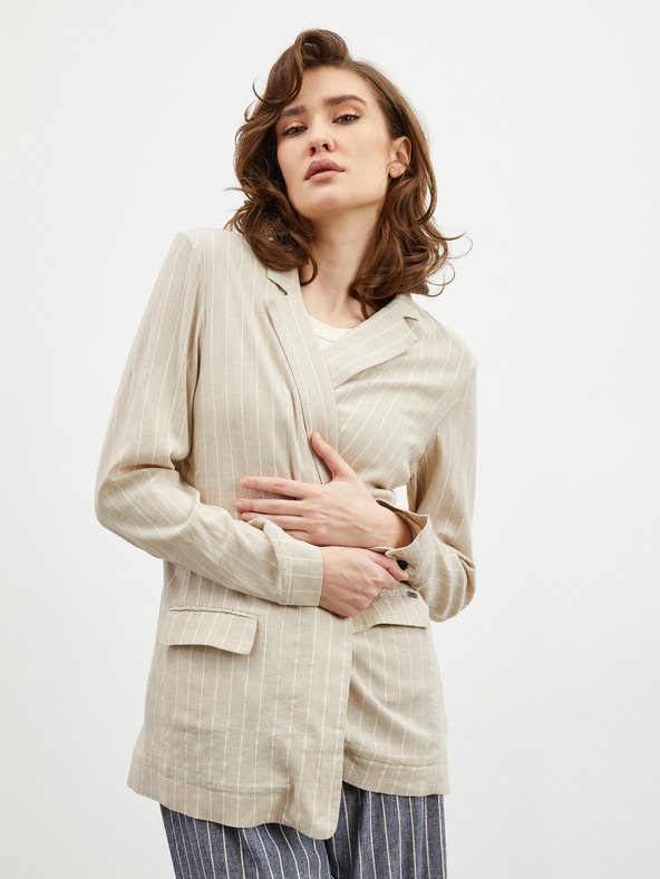 ZOOT.lab Blazer cu dungi bej pentru femei ZOOT.lab Ursala