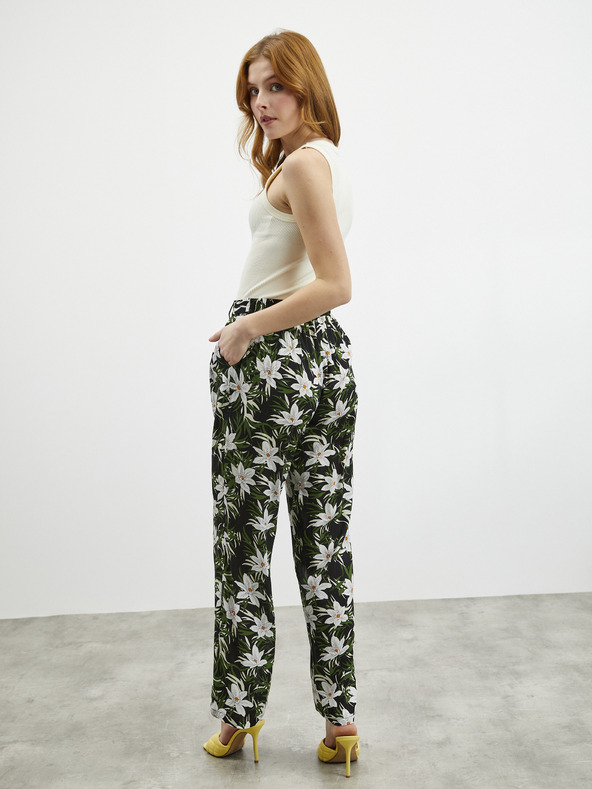 ZOOT.lab Pantaloni cu flori verzi și negri pentru femei ZOOT.lab Ena