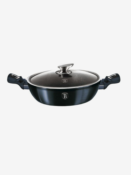Berlingerhaus Tavă de copt rotundă cu suprafață din marmură și capac 24 cm BERLINGERHAUS Metallic Line Aquamarine Edition