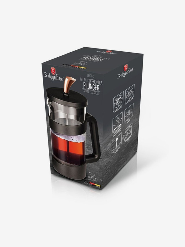 Berlingerhaus Ceainic și cafetieră French Press 600 ml Black Rose Collection BERLINGERHAUS