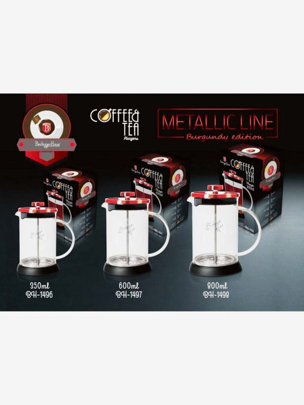 Berlingerhaus Ceainic pentru ceai și cafea French Press 600 ml Burgundy Metallic Line BERLINGERHAUS