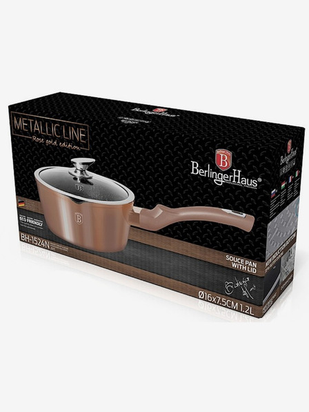 Berlingerhaus Cratiță cu capac și suprafață din marmură 16 cm Rosegold Metallic Line BERLINGERHAUS