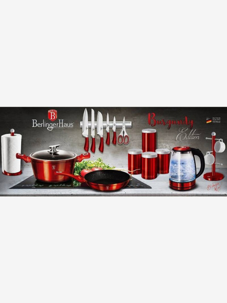 Berlingerhaus Tavă rotundă cu suprafață din marmură și capac 24 cm BERLINGERHAUS Burgundy Metallic Line