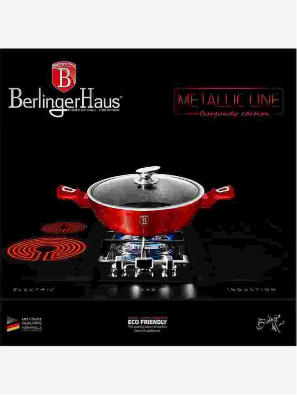 Berlingerhaus Tavă de copt rotundă cu suprafață din marmură și capac 32 cm BERLINGERHAUS Burgundy Metallic Line