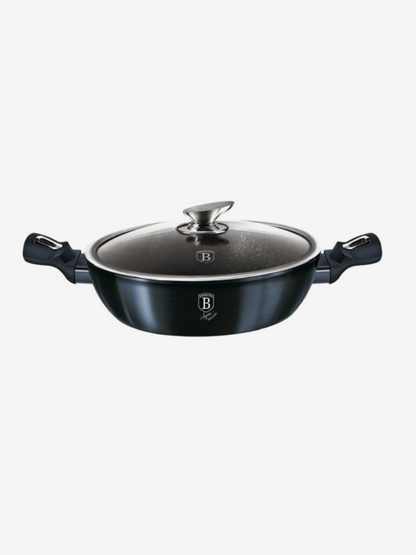 Berlingerhaus Tavă rotundă de copt cu suprafață de marmură și capac 28 cm BERLINGERHAUS Metallic Line Aquamarine Edition
