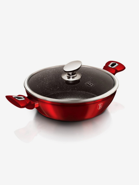 Berlingerhaus Tavă rotundă de copt cu suprafață de marmură și capac 28 cm BERLINGERHAUS Burgundy Metallic Line