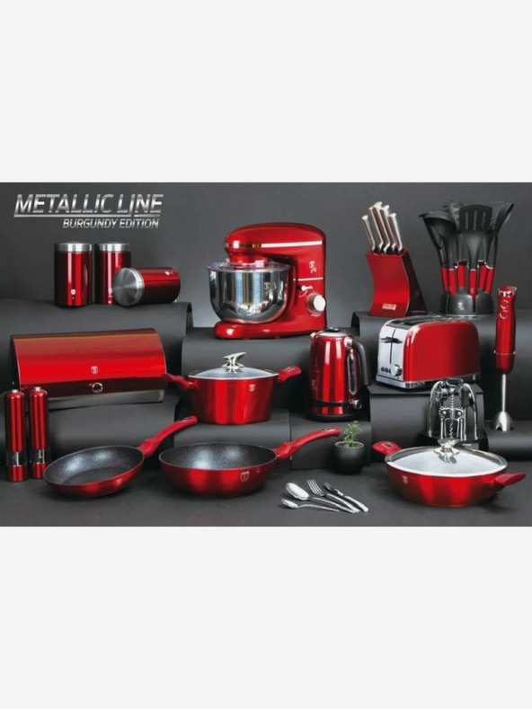 Berlingerhaus Tavă rotundă de copt cu suprafață de marmură și capac 28 cm BERLINGERHAUS Burgundy Metallic Line