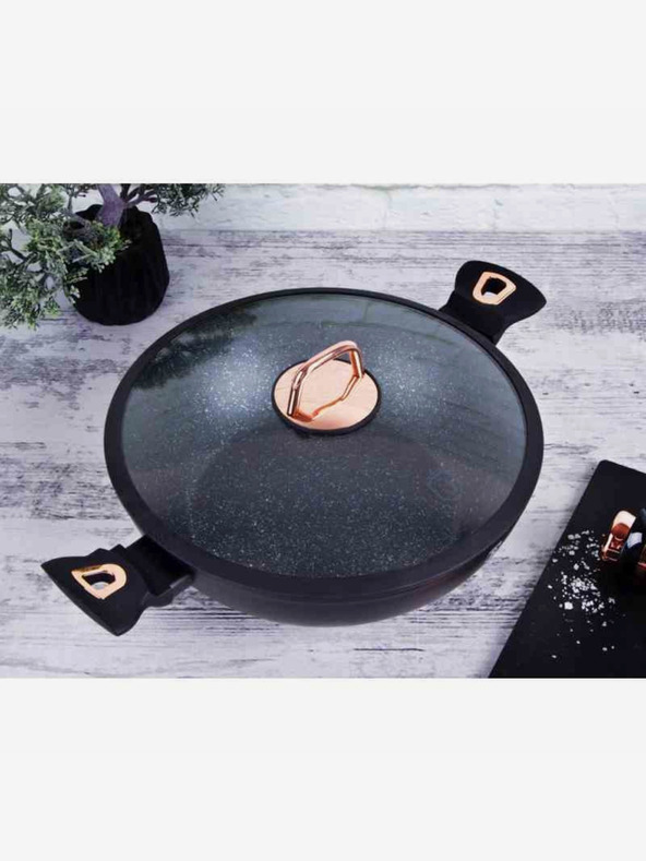 Berlingerhaus Plită de copt cu capac și suprafață din marmură 28 cm Black Rose Collection BERLINGERHAUS