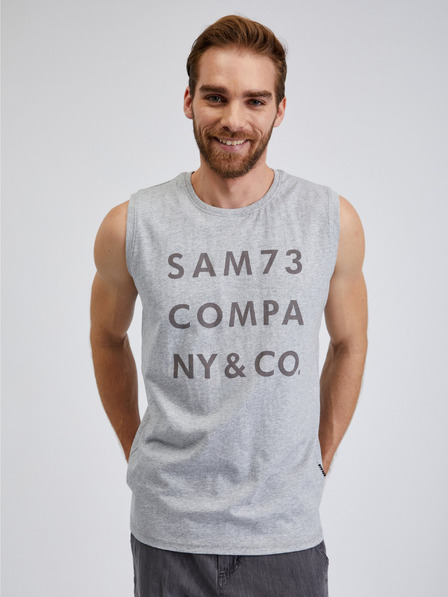 Sam 73 Tricou fără mâneci pentru bărbați gri deschis cu SAM 73 Edgar